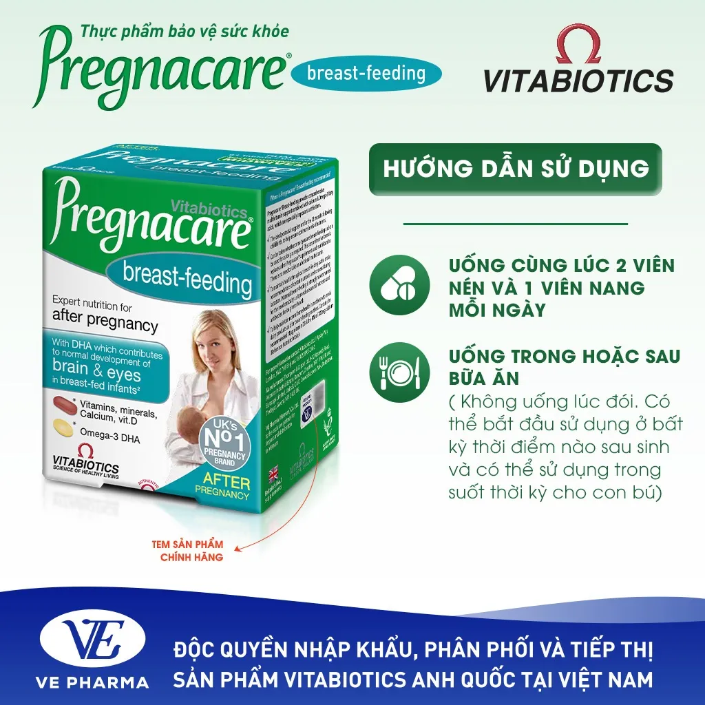 Ảnh Viên Uống Cho Phụ Nữ Cho Con Bú Vitabiotics PREGNACARE Breast-feeding Bổ Sung Dinh Dưỡng Nâng Cao Sức Đề Kháng 84 Viên 2