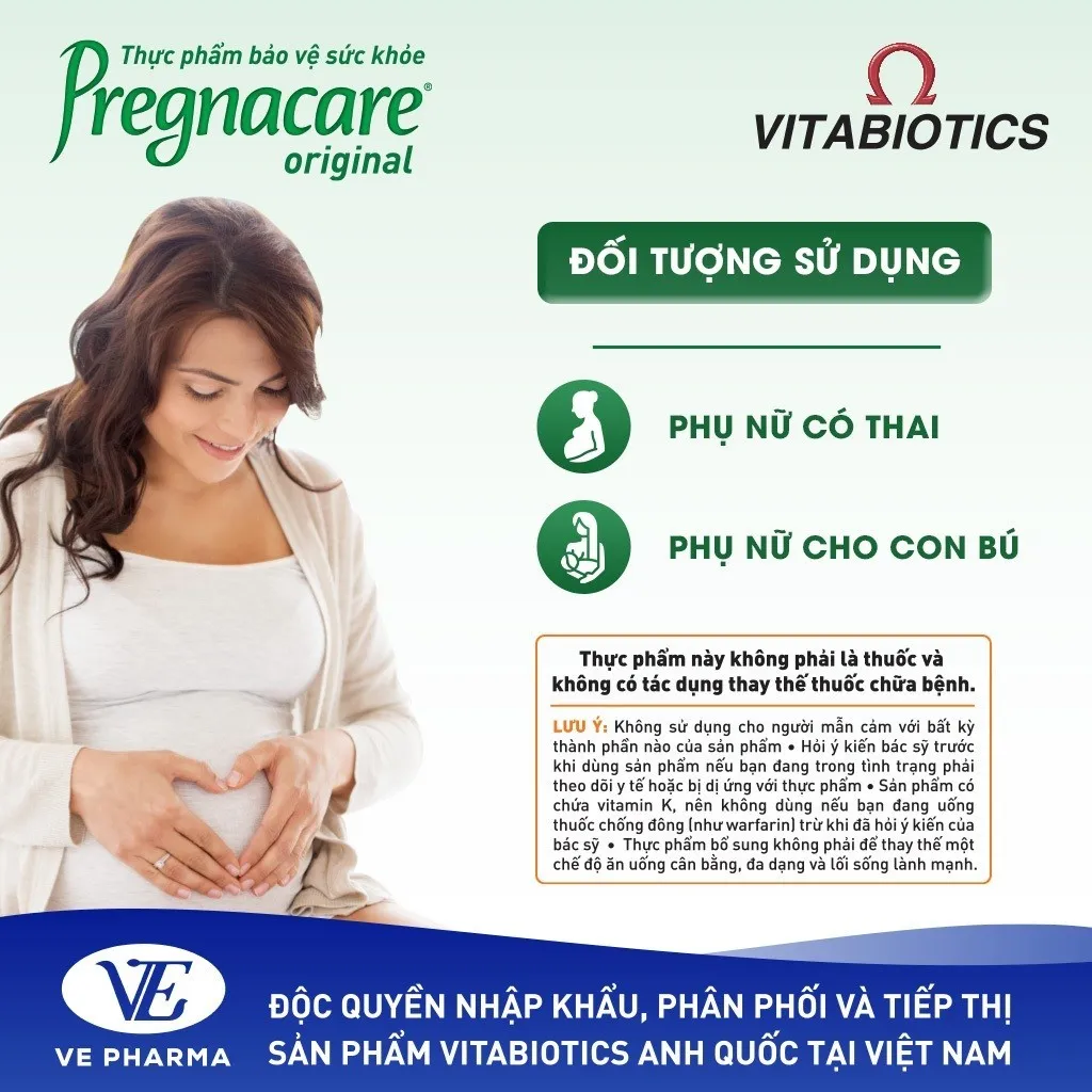 Ảnh Viên Uống Cho Phụ Nữ Mang Thai Và Cho Con Bú Vitabiotics PREGNACARE ORIGINAL Bổ Sung Vitamin & Khoáng Chất Hộp 30 Viên 1