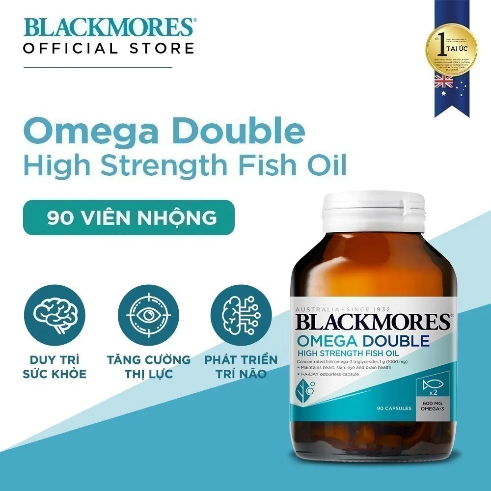 Ảnh Viên Uống Dầu Cá Bổ Sung Omega Hỗ Trợ Cho Tim, Mắt, Da Blackmores Double Omega High Strength Lọ 90 Viên 3