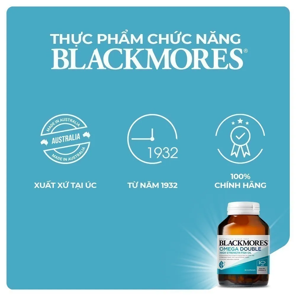 Ảnh Viên Uống Dầu Cá Bổ Sung Omega Hỗ Trợ Cho Tim, Mắt và Da Blackmores Double Omega High Strength 90 Viên 3