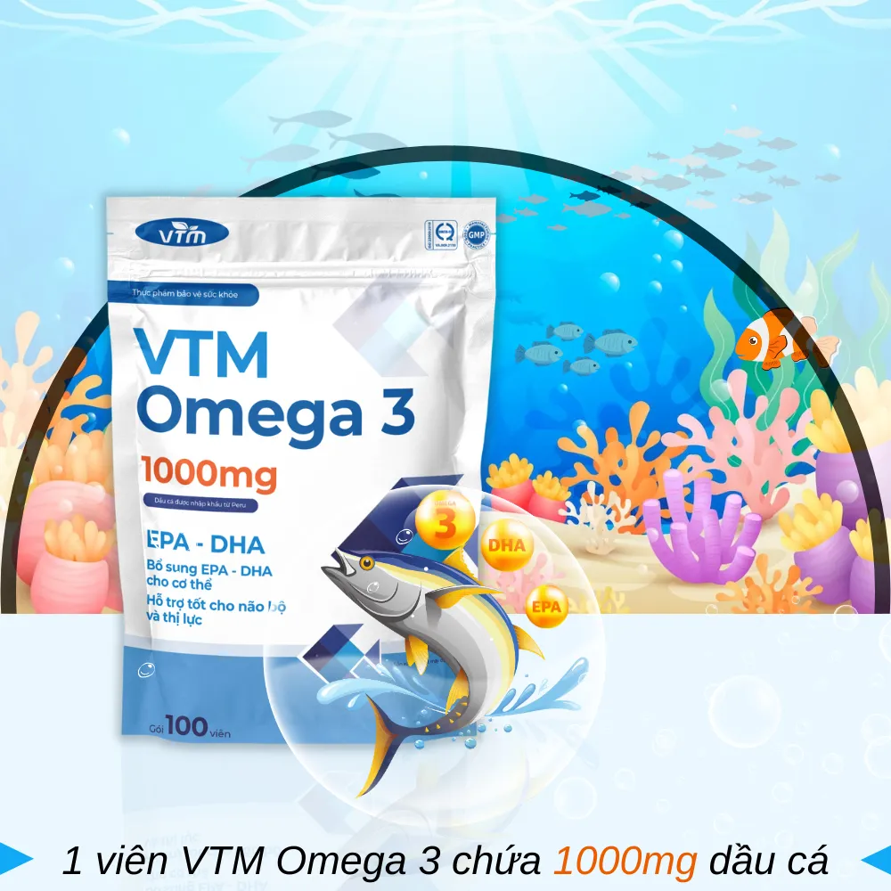 Ảnh Viên uống dầu cá VTM OMEGA 3 tăng cường thị lực, bảo vệ tim mạch - gói 100v 2