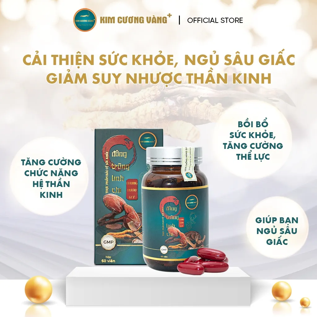 Ảnh Viên Uống Đông Trùng Linh Chi Nhung Hươu Kim Cương Vàng - Tăng Cường Đề Kháng, Bồi Bổ Cơ Thể 60 viên 2