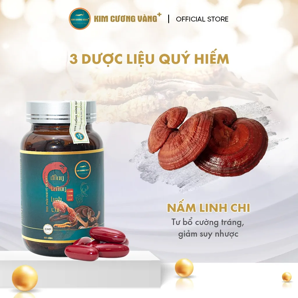 Ảnh Viên Uống Đông Trùng Linh Chi Nhung Hươu Kim Cương Vàng - Tăng Cường Đề Kháng, Bồi Bổ Cơ Thể 60 viên 4