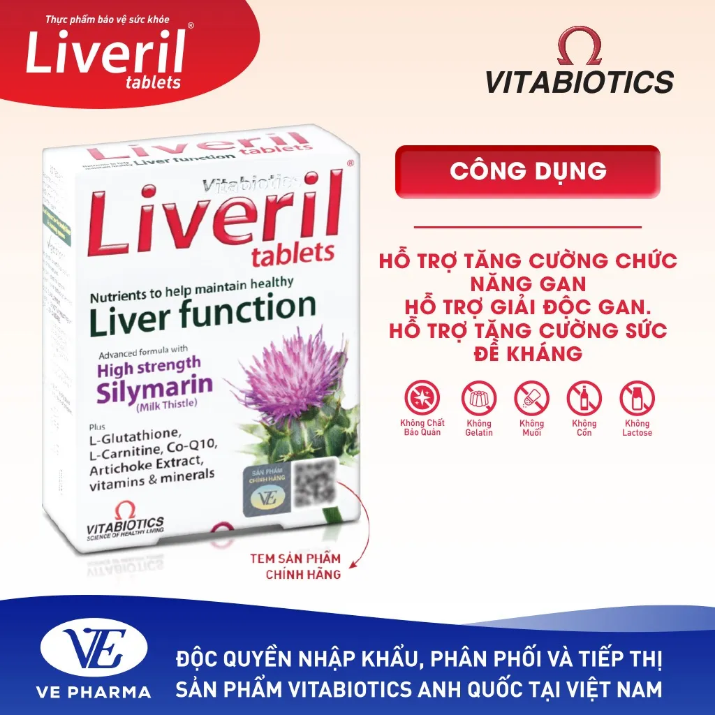 Ảnh Viên Uống Giải Độc Gan Vitabiotics LIVERIL Bổ Sung Khoáng Chất Hỗ Trợ Chức Năng Gan, Tăng Cường Sức Đề Kháng 30 Viên 1