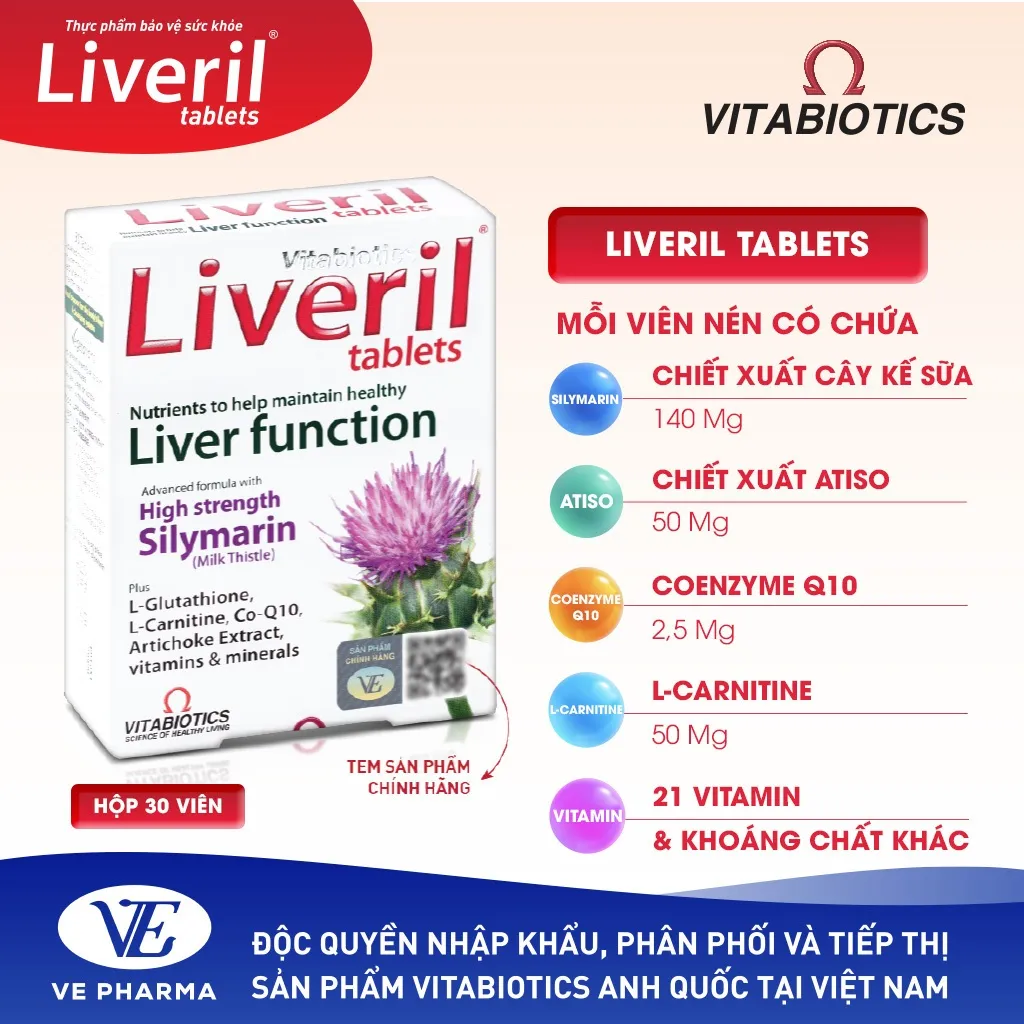 Ảnh Viên Uống Giải Độc Gan Vitabiotics LIVERIL Bổ Sung Khoáng Chất Hỗ Trợ Chức Năng Gan, Tăng Cường Sức Đề Kháng 30 Viên 3