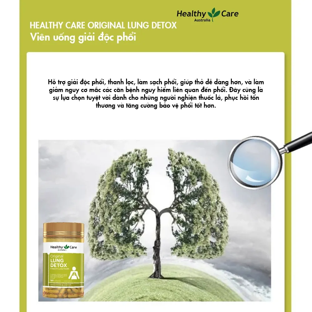 Ảnh Viên uống giải độc phổi Healthy care lung detox hộp 180 viên extaste official mall 2