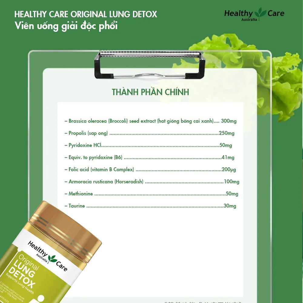 Ảnh Viên uống giải độc phổi Healthy care lung detox hộp 180 viên extaste official mall 3