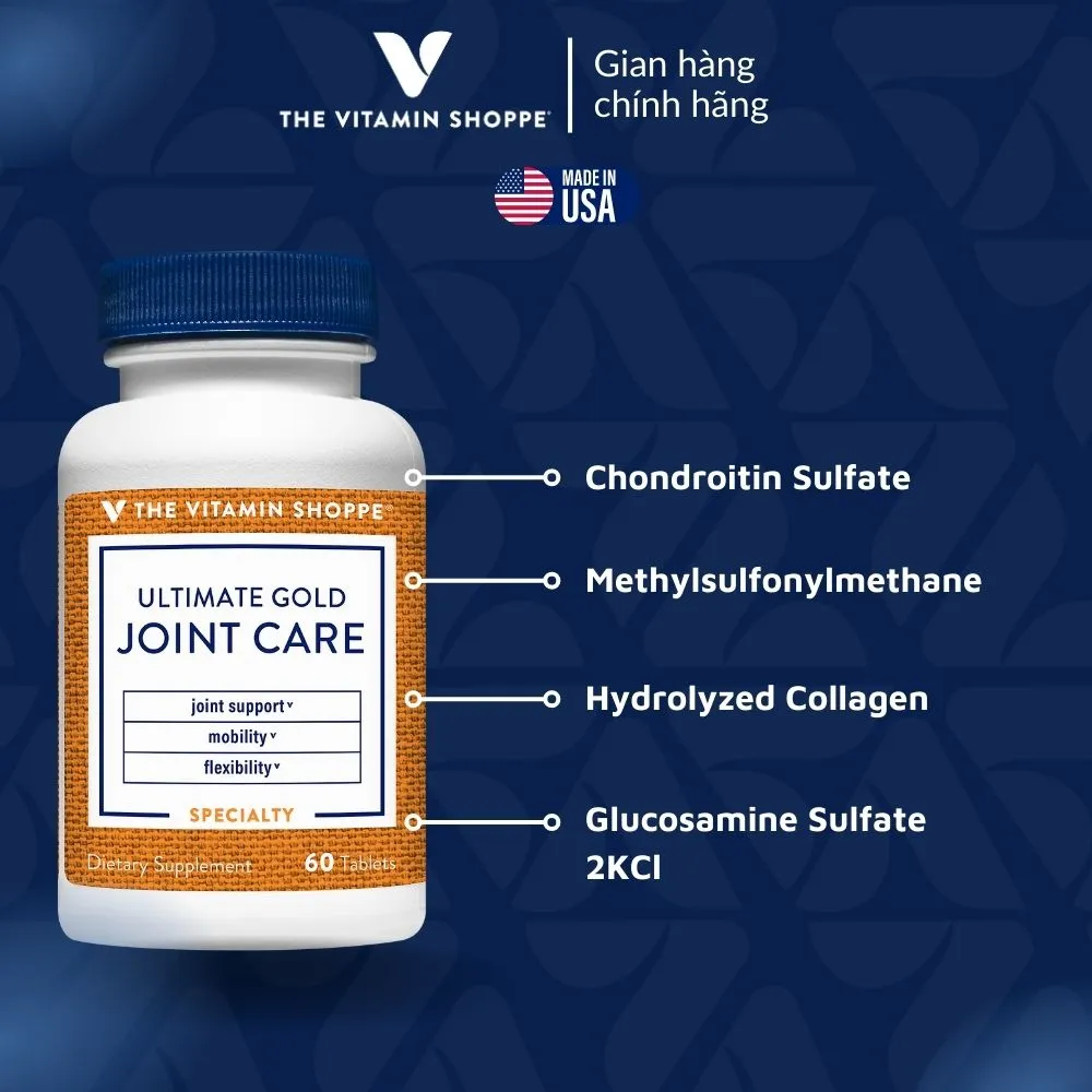 Ảnh Viên uống giảm đau, thoái hóa Khớp The Vitamin Shoppe ULTIMATE GOLD JOINT-CARE 60 viên 2