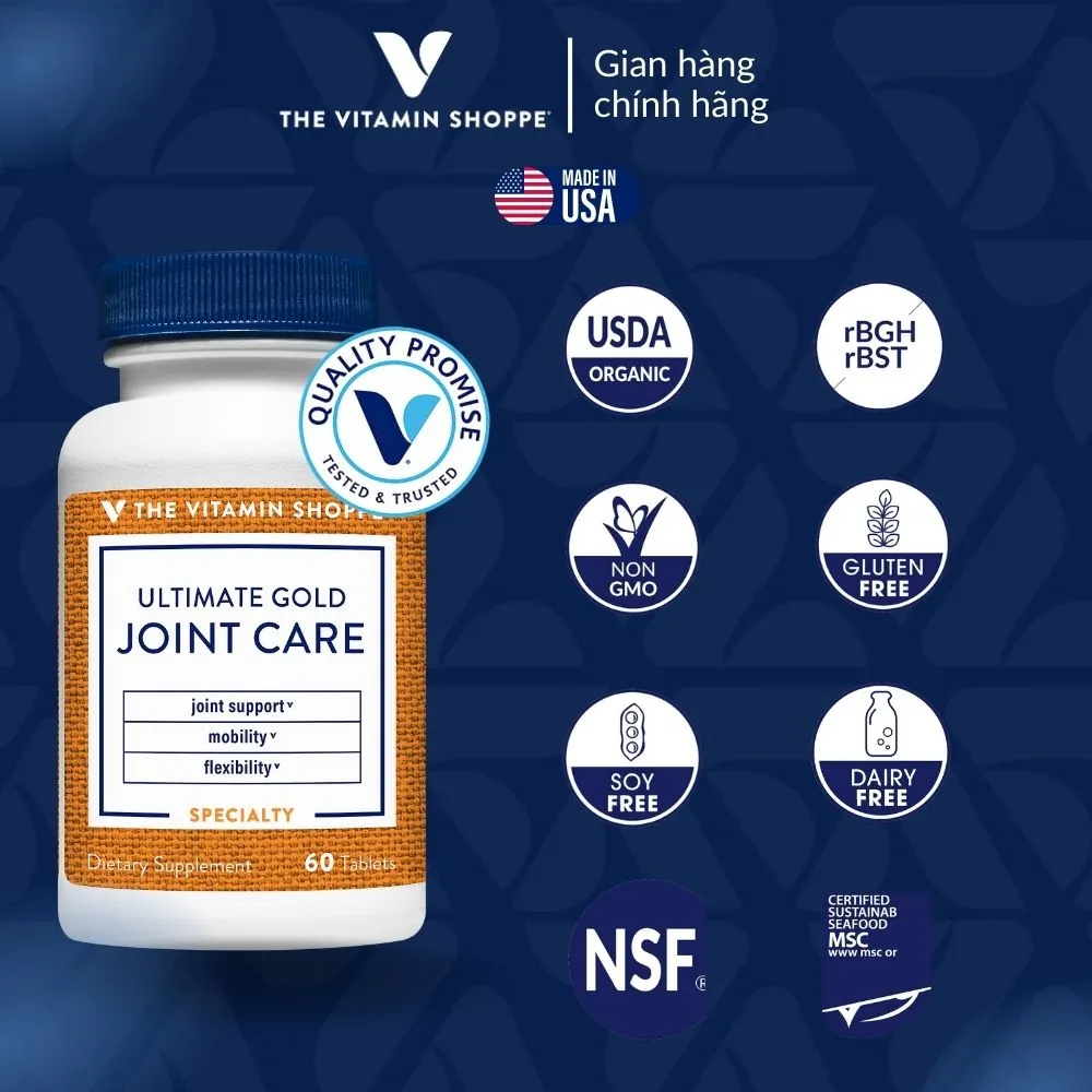 Ảnh Viên uống giảm đau, thoái hóa Khớp The Vitamin Shoppe ULTIMATE GOLD JOINT-CARE 60 viên 3