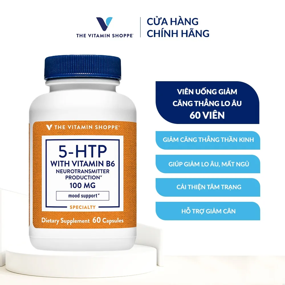 Ảnh Viên uống giảm căng thẳng lo âu THE VITAMIN SHOPPE 5-HTP With Vitamin B6 100MG 60/120 viên 1