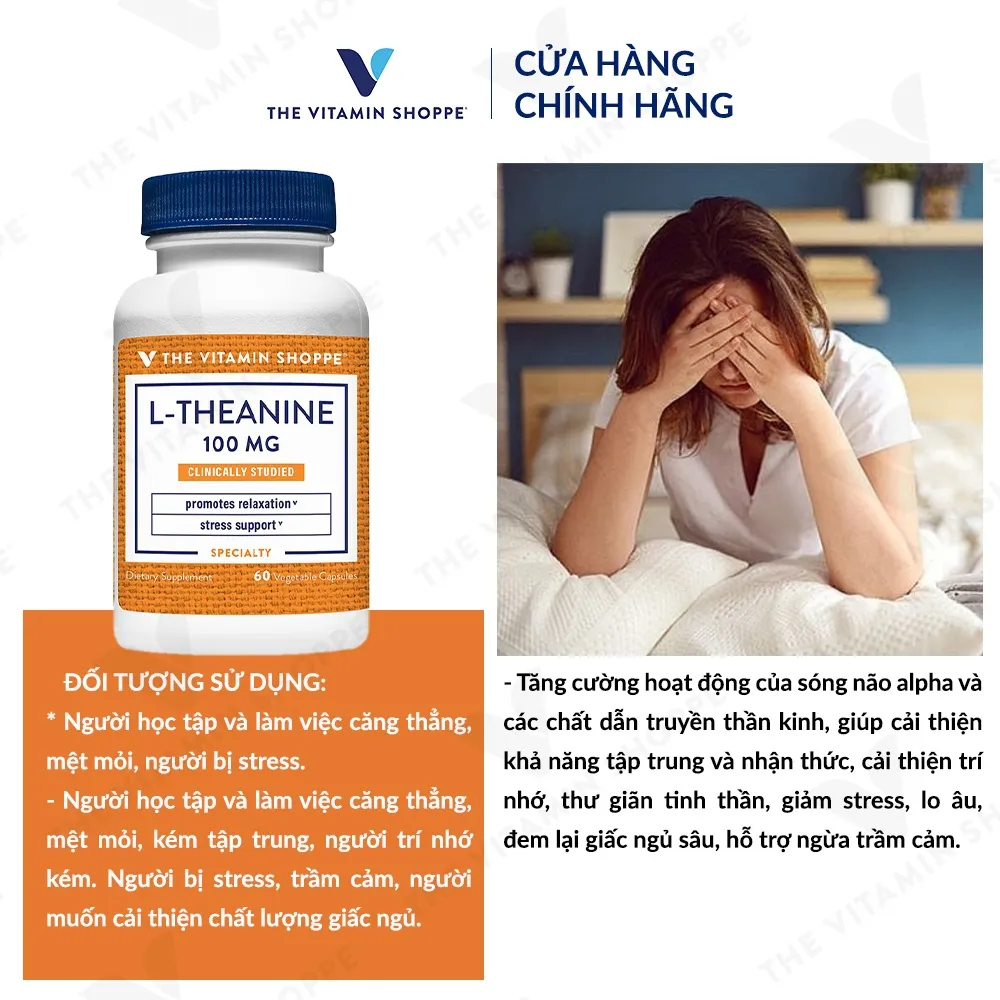 Ảnh Viên uống giảm căng thẳng mệt mỏi The Vitamin Shoppe L-Theanine 100 MG 2