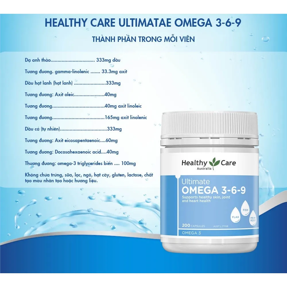 Ảnh Viên uống giảm mỏi mắt Healthy Care Ultimate Omega 369 hỗ trợ tim mạch huyết áp 200 viên 4