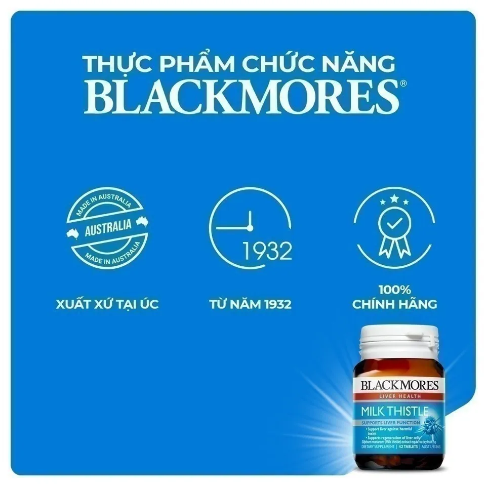 Ảnh Viên Uống Hỗ Trợ Bảo Vệ Và Phục Hồi Tế Bào Gan Blackmores Milk Thistle Lọ 42 Viên 3