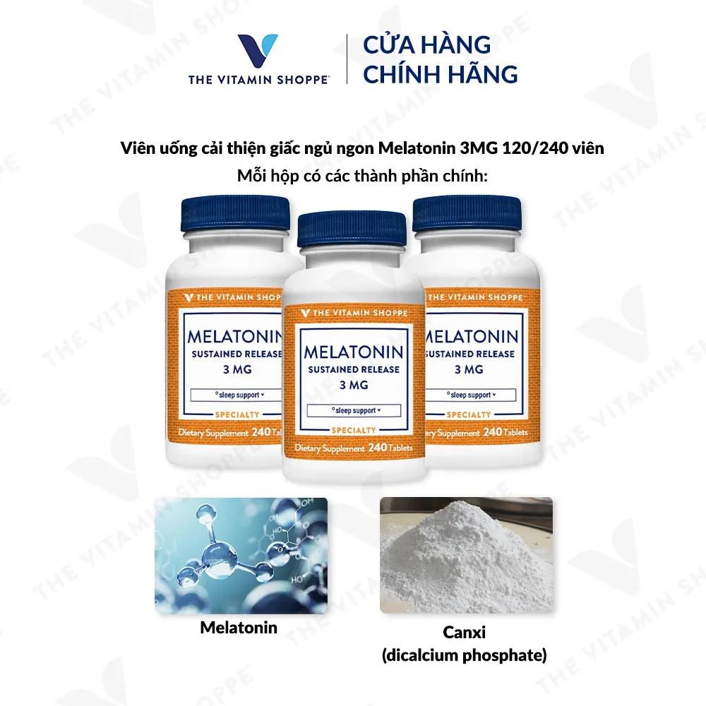 Ảnh Viên uống hỗ trợ giấc ngủ ngon Melatonin giải phóng kéo dài Melatonin Sustained Release 3 MG 2