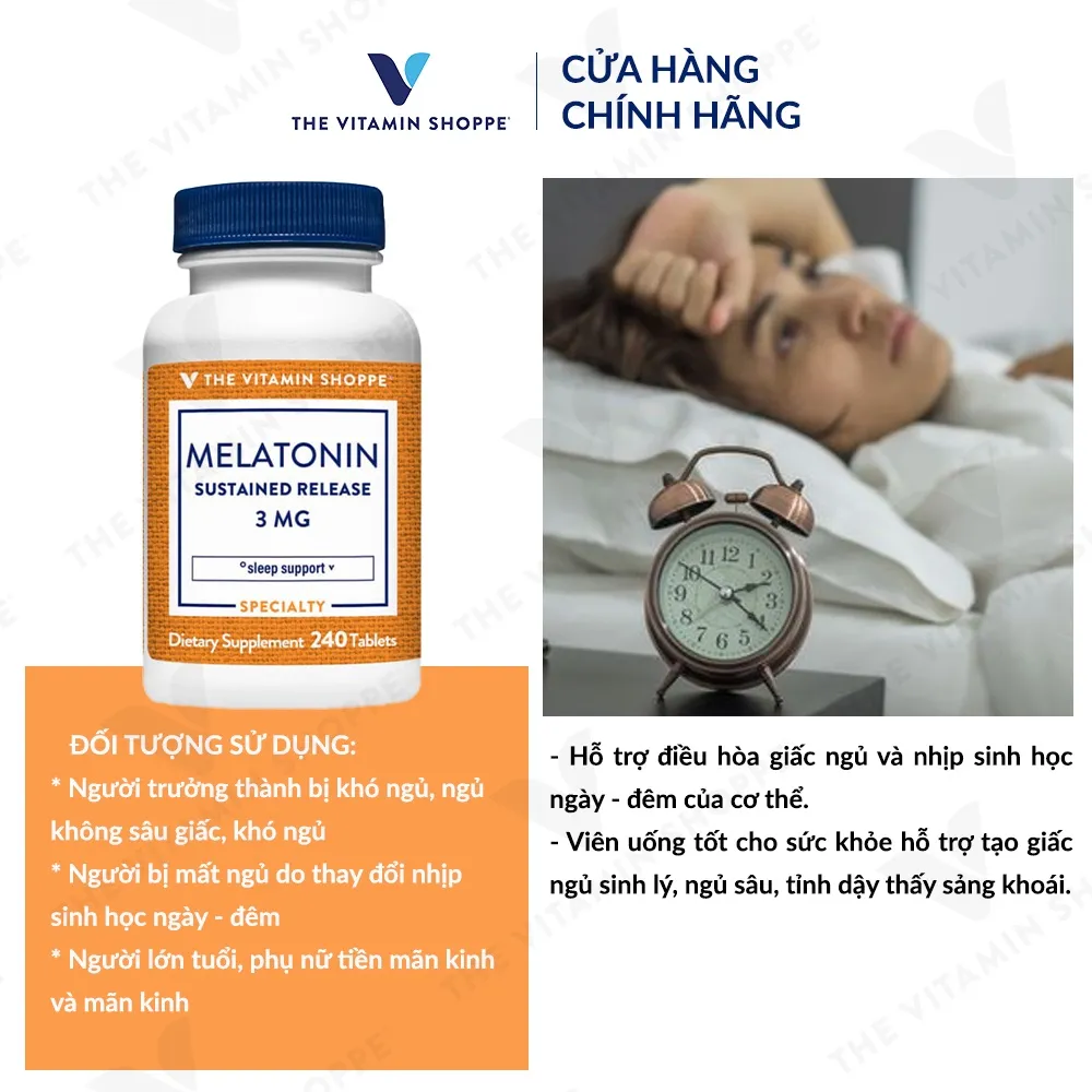 Ảnh Viên uống hỗ trợ giấc ngủ ngon Melatonin giải phóng kéo dài Melatonin Sustained Release 3 MG 3
