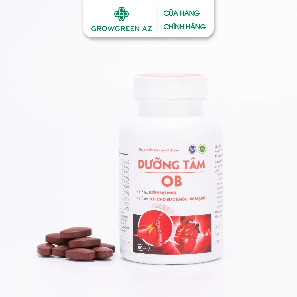 Ảnh Viên Uống Hỗ Trợ Tim Mạch, Huyết Áp Dưỡng Tâm OB Hộp 60 Viên Chính Hãng Grow Green AZ 2