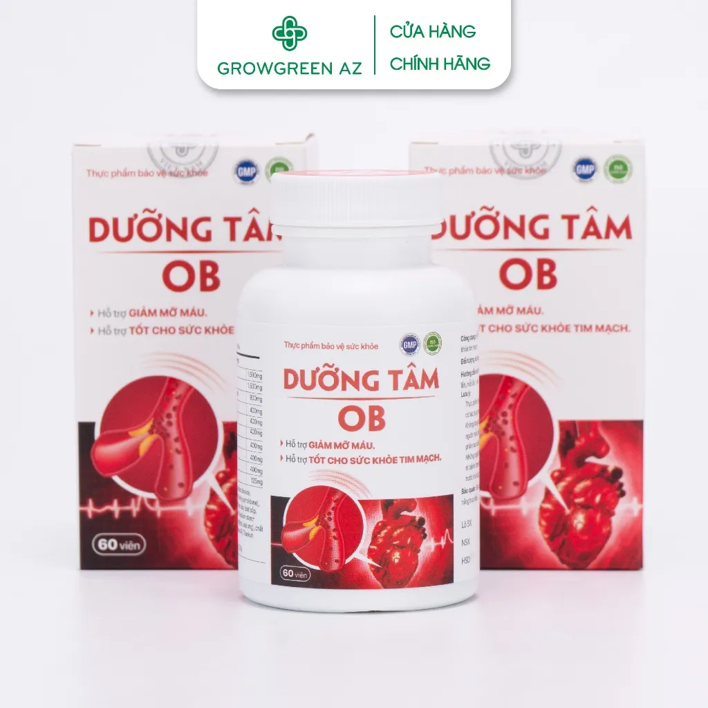 Ảnh Viên Uống Hỗ Trợ Tim Mạch, Huyết Áp Dưỡng Tâm OB Hộp 60 Viên Chính Hãng Grow Green AZ 3