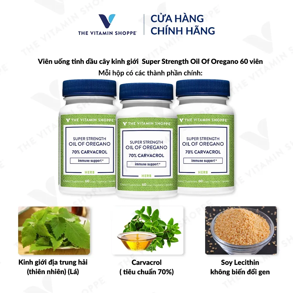 Ảnh Viên uống kháng khuẩn chiết xuất từ tinh dầu cây kinh giới THE VITAMIN SHOPPE Super Strength Oil Of Oregano 1