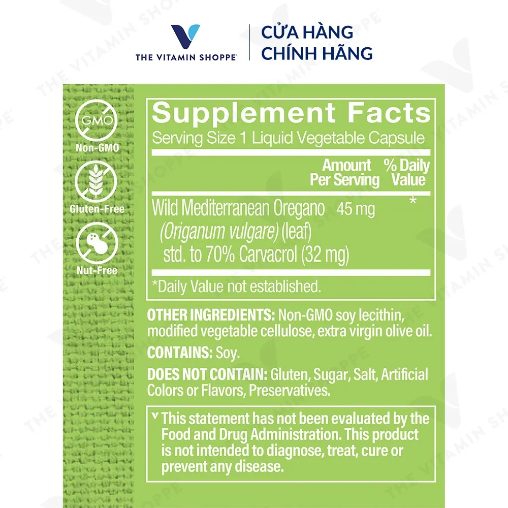 Ảnh Viên uống kháng khuẩn chiết xuất từ tinh dầu cây kinh giới THE VITAMIN SHOPPE Super Strength Oil Of Oregano 3