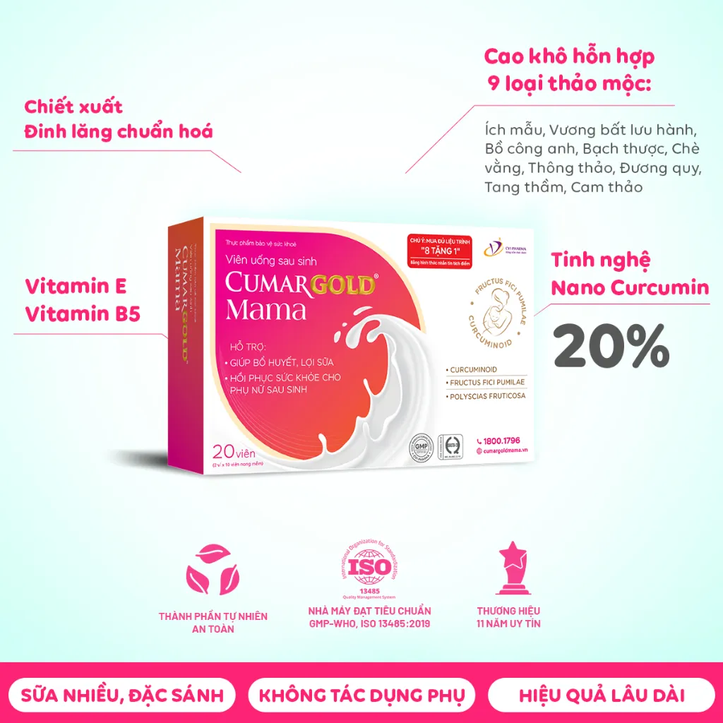 Ảnh Viên Uống Lợi Sữa CumarGold Mama 20 Viên - Gọi Sữa Về 24h, Bổ Huyết, Phục Hồi Sức Khoẻ Sau Sinh - CMUSS2V 2
