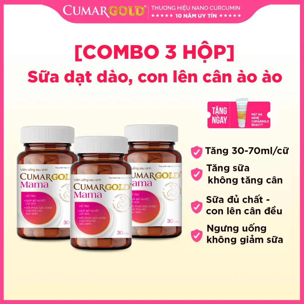 Ảnh Viên Uống Lợi Sữa CumarGold Mama - Gọi Sữa Về 24h, Bổ Huyết, Phục Hồi Sức Khoẻ Sau Sinh - CMUSS3 1