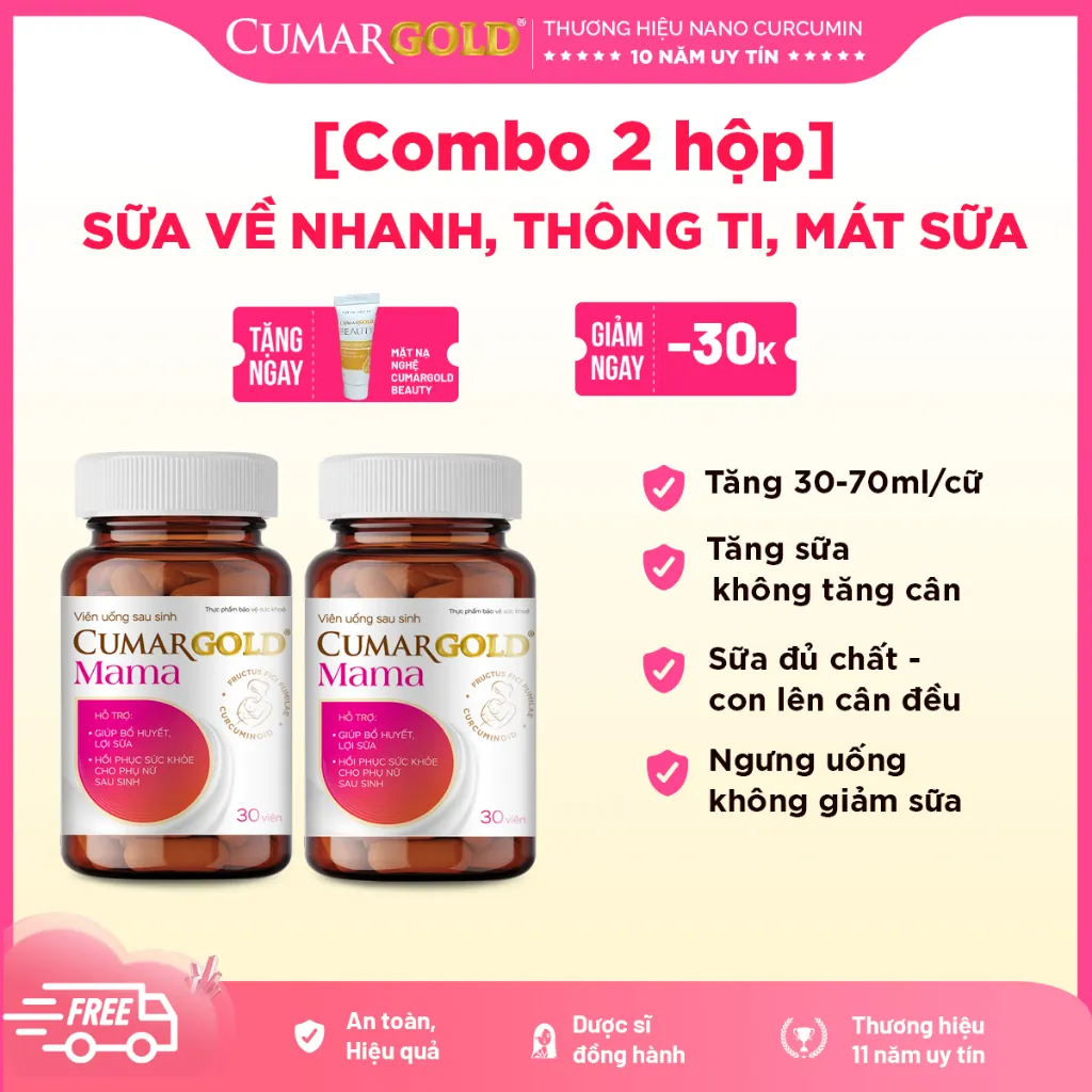 Ảnh Viên Uống Lợi Sữa CumarGold Mama - Gọi Sữa Về 24h, Bổ Huyết, Phục Hồi Sức Khoẻ Sau Sinh - CMUSS2 1