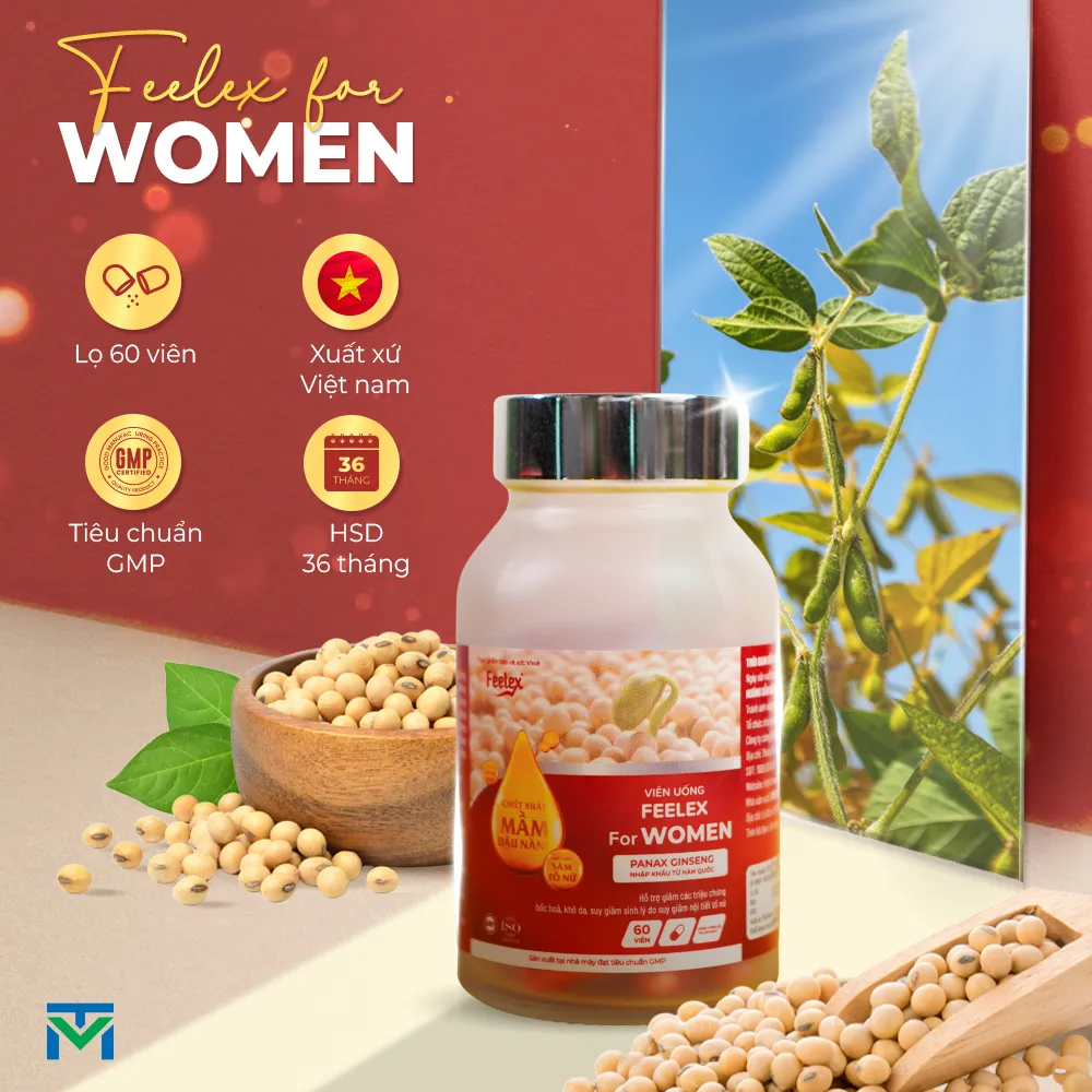 Ảnh Viên uống mầm đậu nành Feelex For Women hỗ trợ cân bằng nội tiết tố, tăng cường sinh lý nữ - 60v 2
