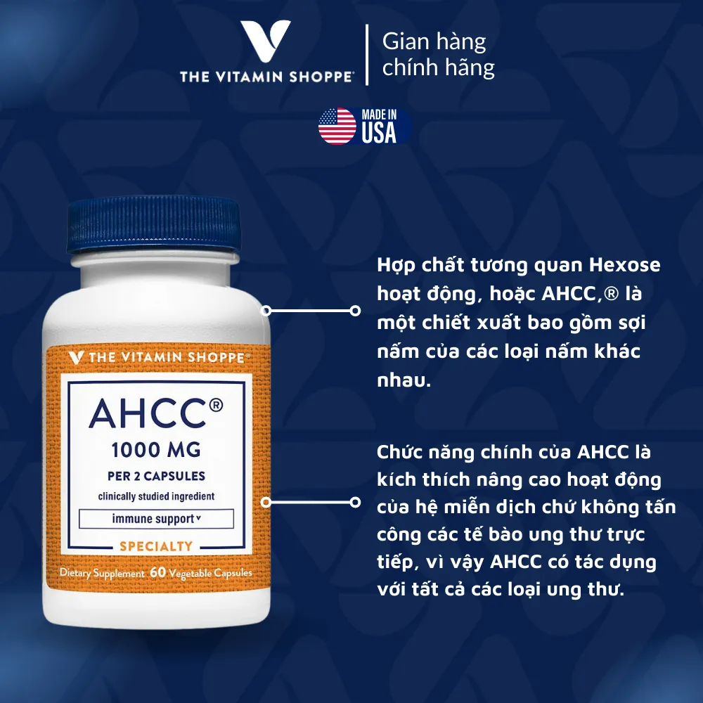 Ảnh Viên Uống Tăng Sức Đề Kháng & Tế Bào Miễn Dịch The Vitamin Shoppe AHCC 1000MG 60 viên 3
