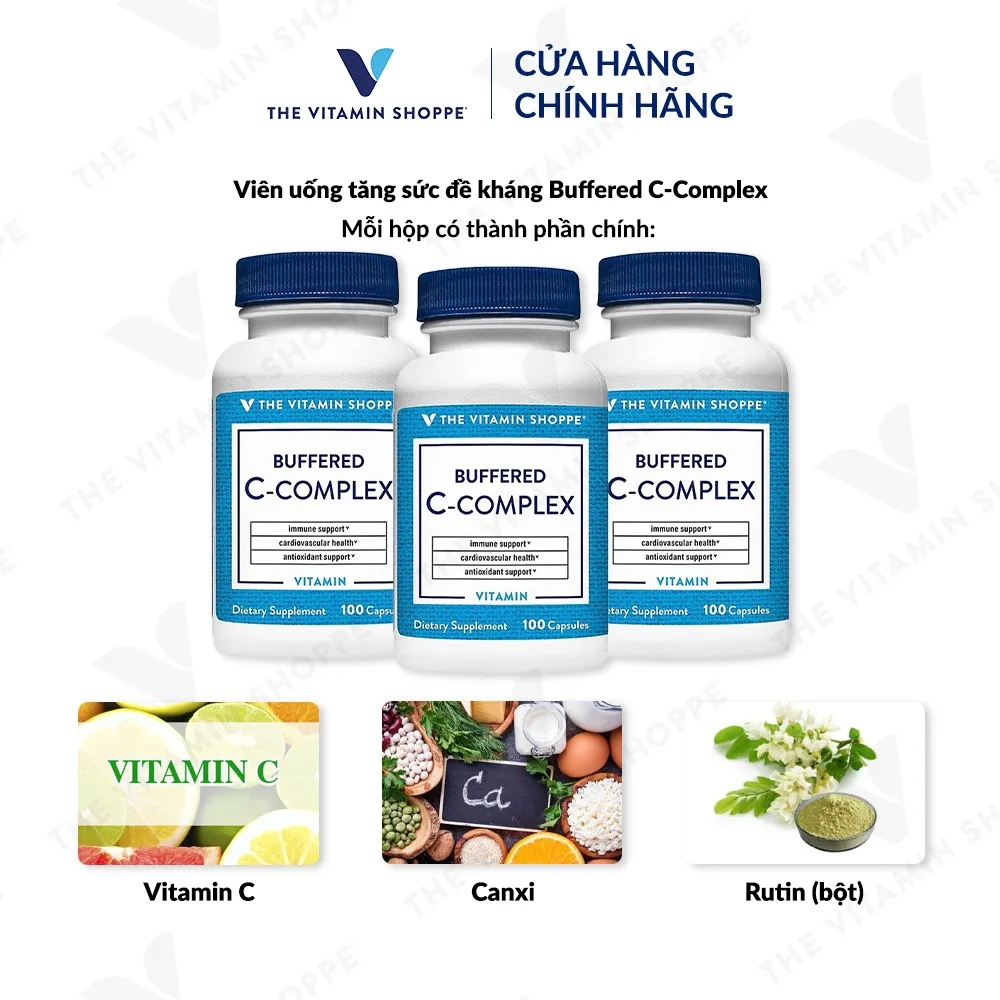 Ảnh Viên uống tăng sức đề kháng THE VITAMIN SHOPPE Buffered C-Complex 100 viên 2