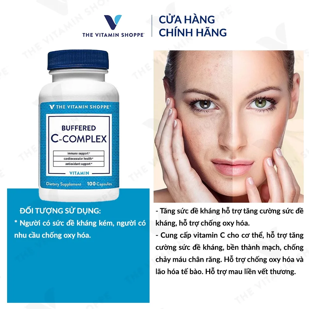 Ảnh Viên uống tăng sức đề kháng THE VITAMIN SHOPPE Buffered C-Complex 100 viên 3