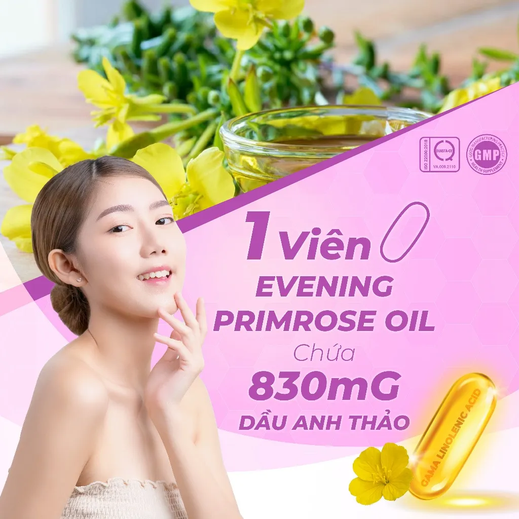 Ảnh Viên uống tinh dầu hoa anh thảo VTM Evening Primrose Oil, hỗ trợ cân bằng nội tiết tố, làm đẹp da, tóc, móng - 45 viên 2