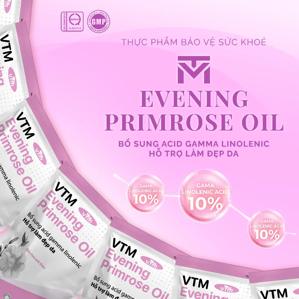 Ảnh Viên uống tinh dầu hoa anh thảo VTM Evening Primrose Oil, hỗ trợ cân bằng nội tiết tố, làm đẹp da, tóc, móng - 45 viên 3