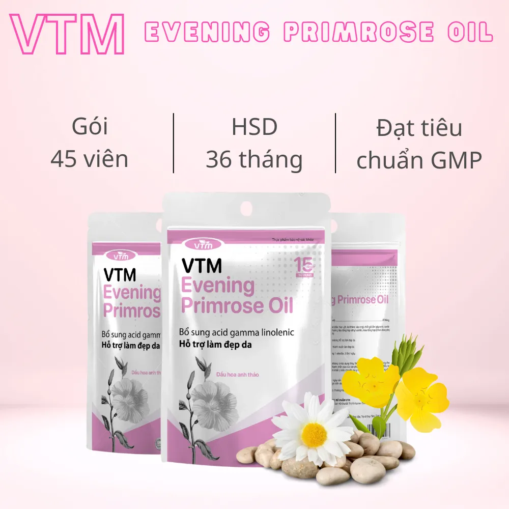 Ảnh Viên uống tinh dầu hoa anh thảo VTM Evening Primrose Oil, hỗ trợ cân bằng nội tiết tố, làm đẹp da, tóc, móng 4