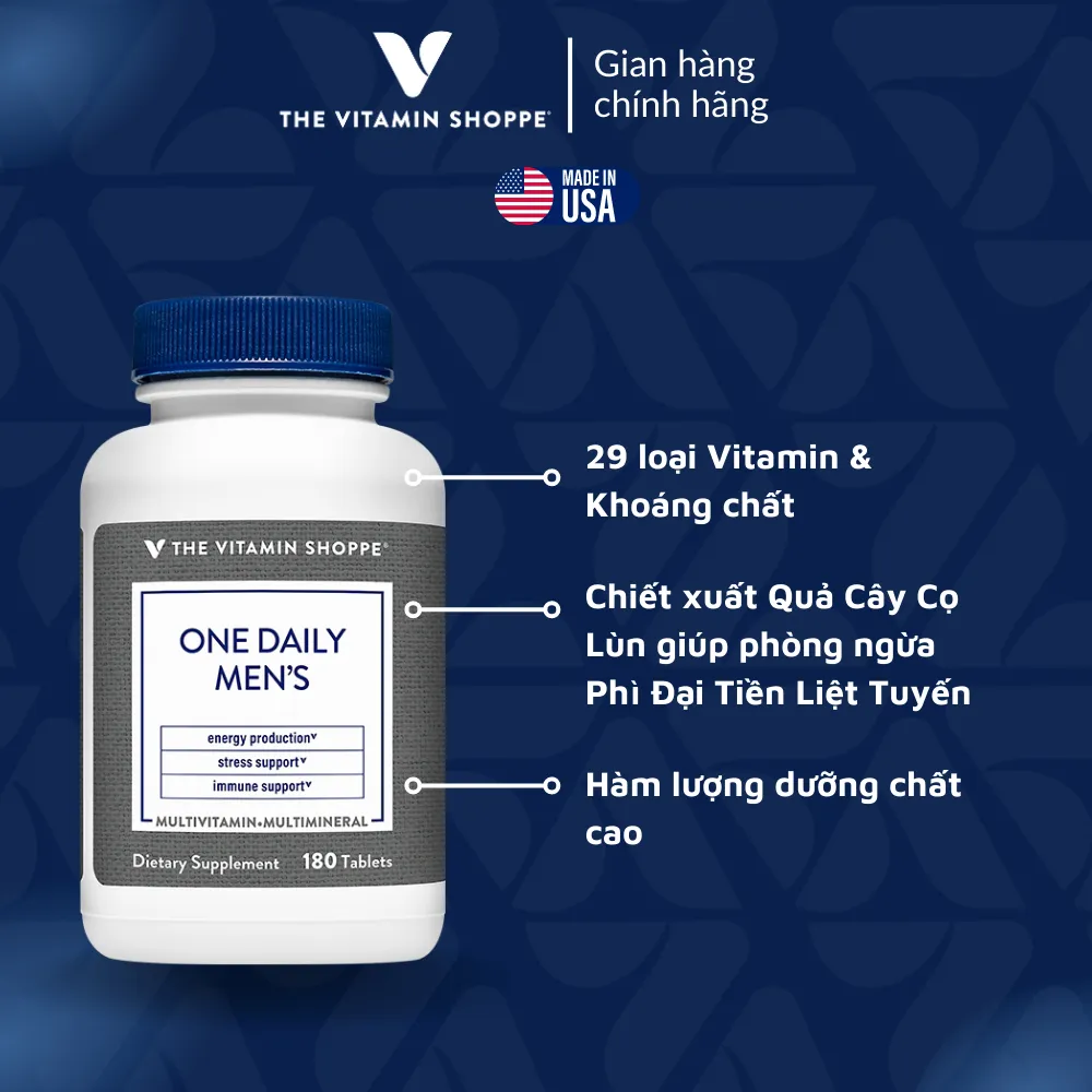 Ảnh Viên Uống Vitamin Tổng Hợp Dành Cho Nam Giới THE VITAMIN SHOPPE ONE DAILY MEN'S 60/180 viên 1