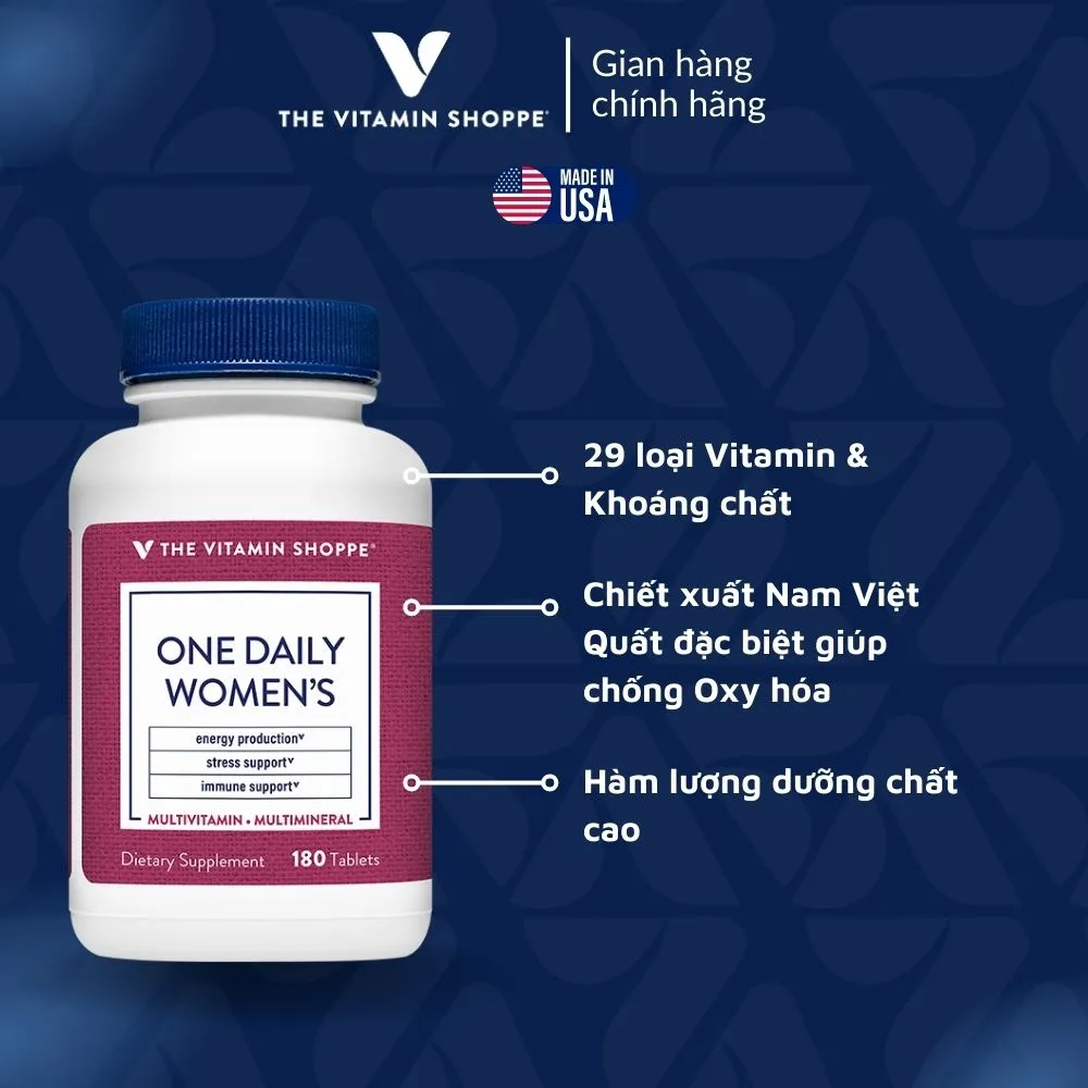 Ảnh Viên Uống Vitamin Tổng Hợp Cho Phụ Nữ & Phụ Nữ Sau Sinh Vitamin Shoppe One Daily Women’s 60 viên 1