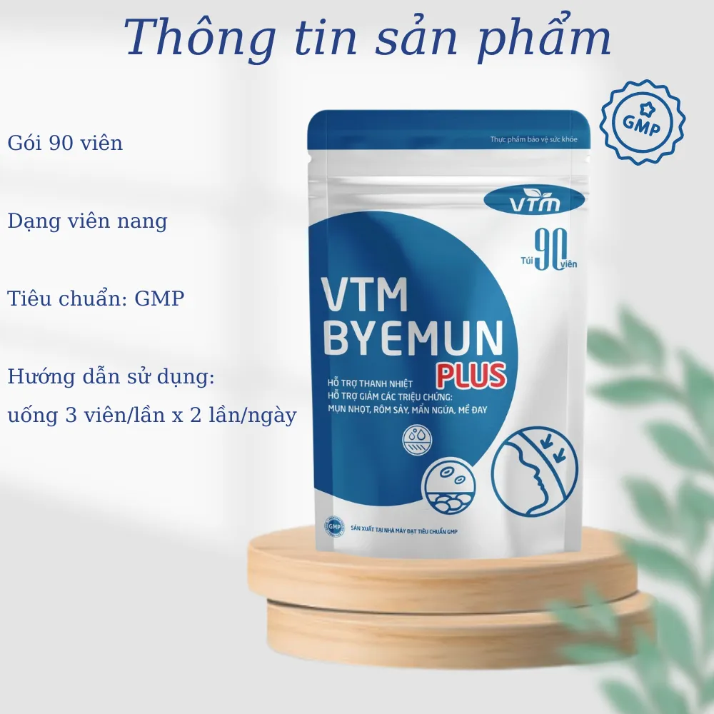 Ảnh Viên uống VTM Byemun Plus hỗ trợ giảm mụn, thanh nhiệt cơ thể - Túi 90 viên 2