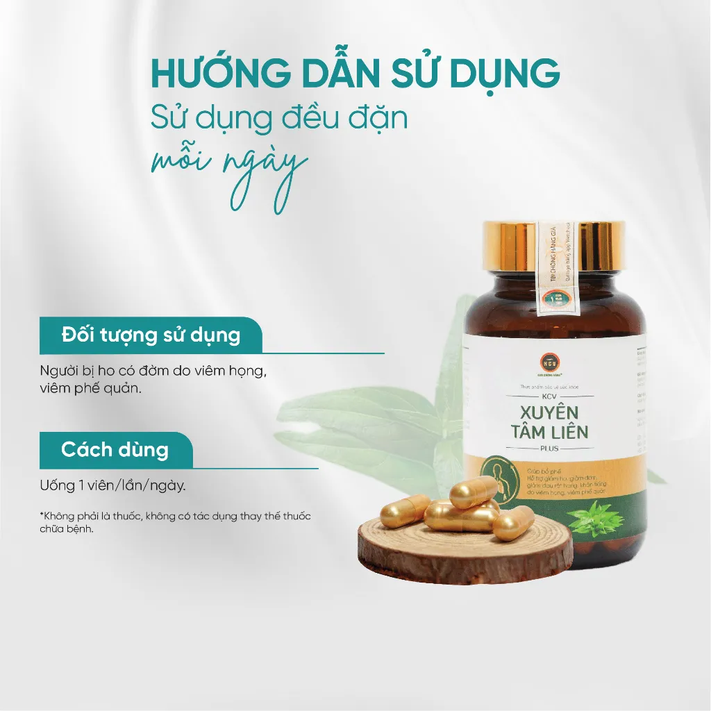 Ảnh Viên Uống Xuyên Tâm Liên HSD 06.2025  Hỗ Trợ Hô Hấp Gỉam Ho Đông Trùng Hạ Thảo (30 Viên/Hộp)  Kim Cương Vàng 4