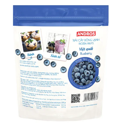 Ảnh Việt Quất Đông Lạnh - Không chất bảo quản - Trái cây đông lạnh ANDROS IQF - 300g - [Chỉ giao HCM] 3