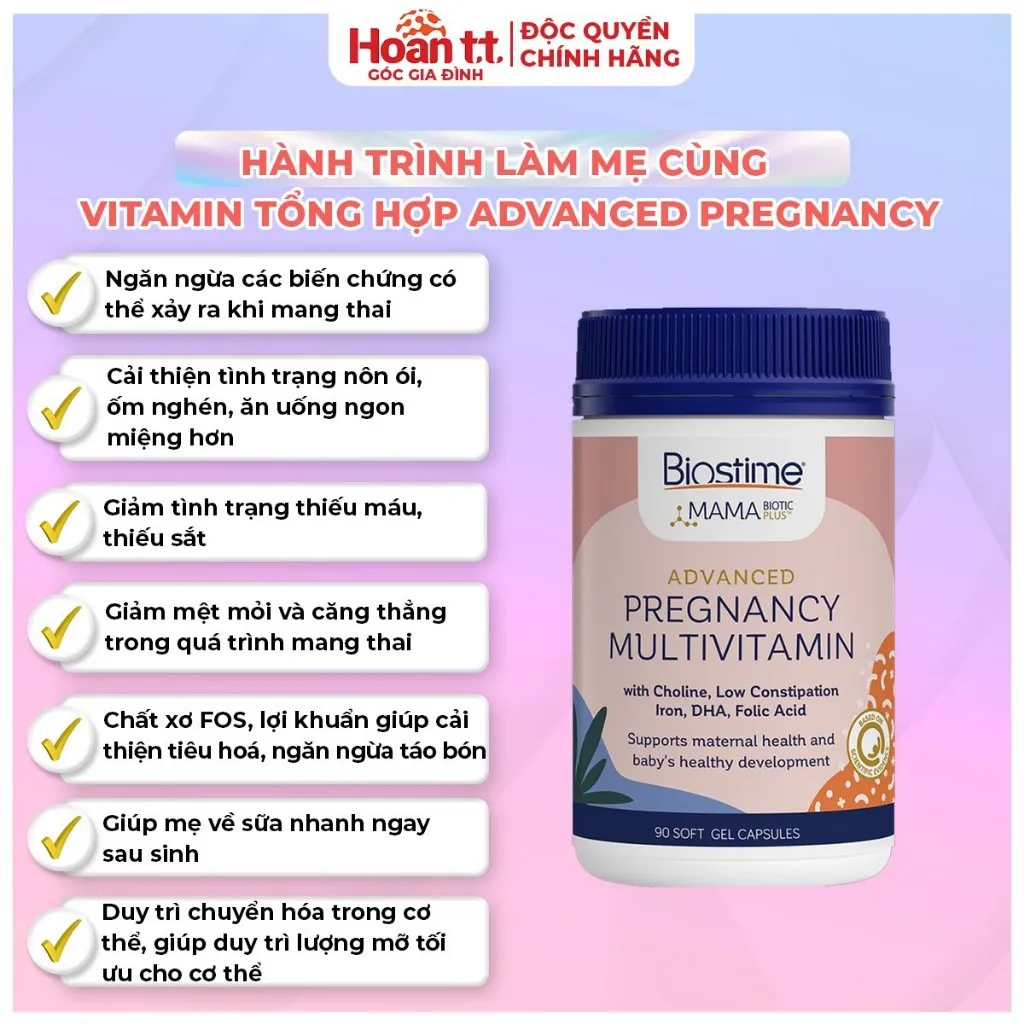 Ảnh Vitamin Bầu Bổ Sung Dưỡng Chất Biostime Advanced Pregnancy - Viên Uống Bổ Sung Vitamin Tổng Hợp Cho Mẹ Trong Thai Kỳ 1