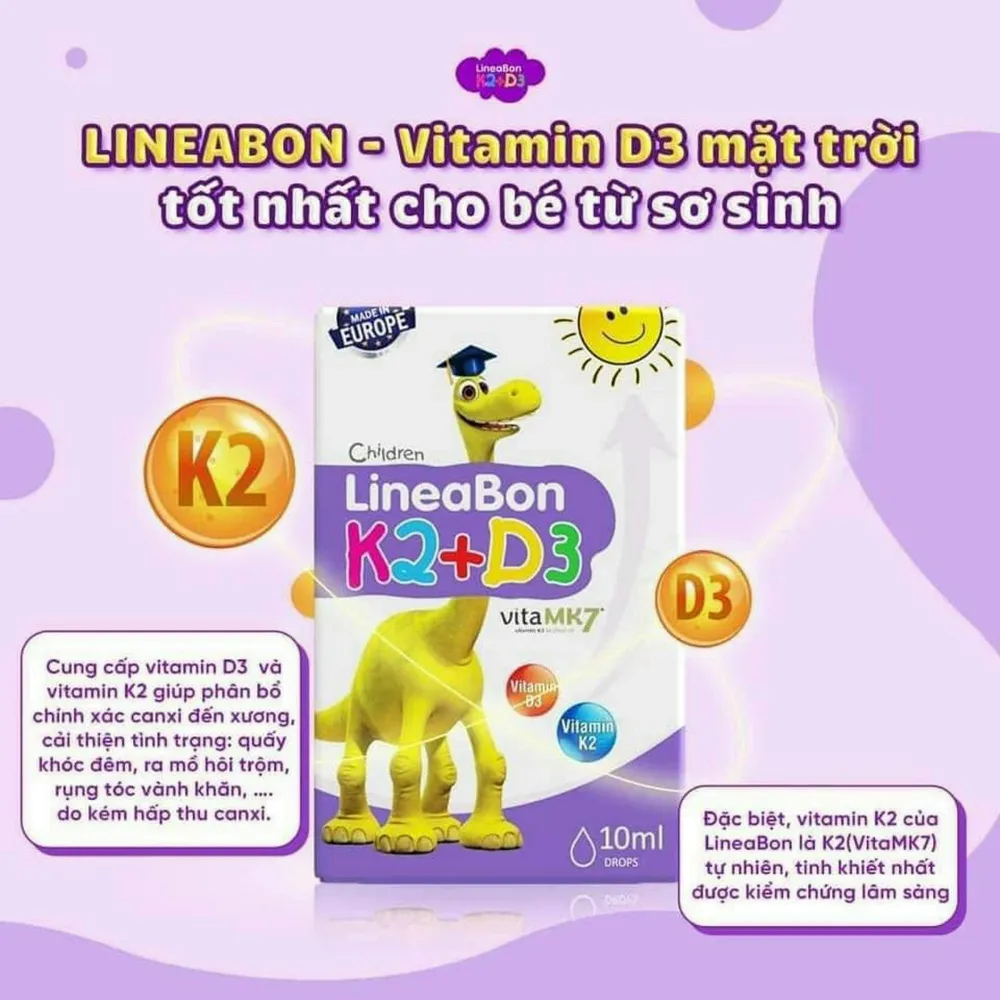 Ảnh Vitamin giúp bé tăng chiều cao K2+D3 Lineabon 3
