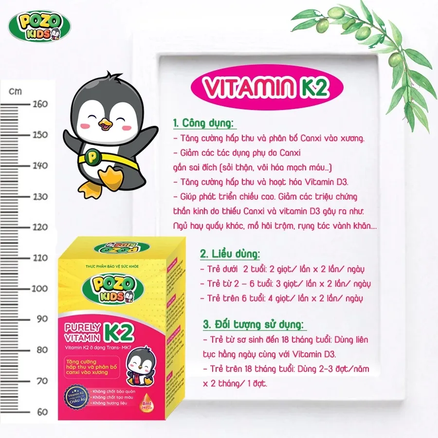 Ảnh Vitamin K2 Pozokids| Tăng Cường Hấp Thu | Phân Bổ Canxi Vào Xương giúp trẻ cao lớn | Dr.Green | 3