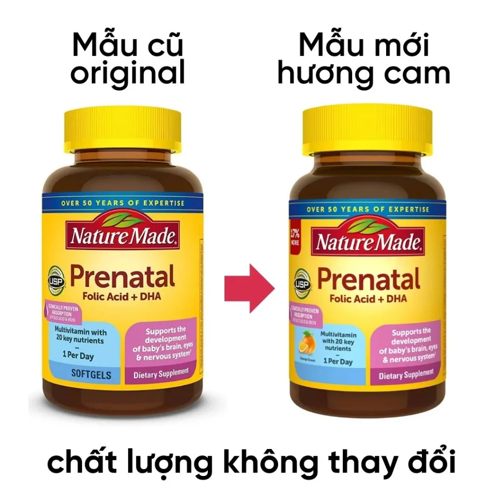 Ảnh Vitamin tổng hợp cho bà bầu nature made prenatal folic + dha hộp 150 viên nội địa Mỹ 1