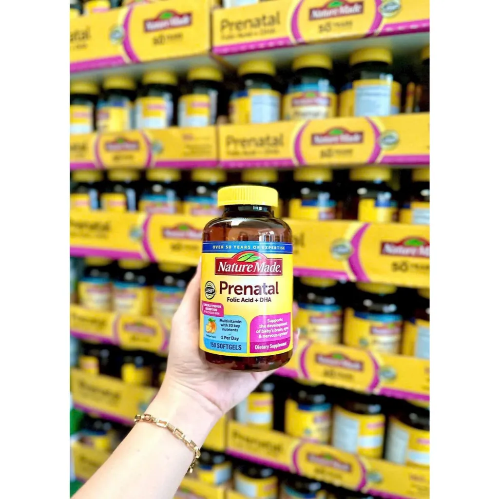 Ảnh Vitamin tổng hợp cho bà bầu nature made prenatal folic + dha hộp 150 viên nội địa Mỹ 3