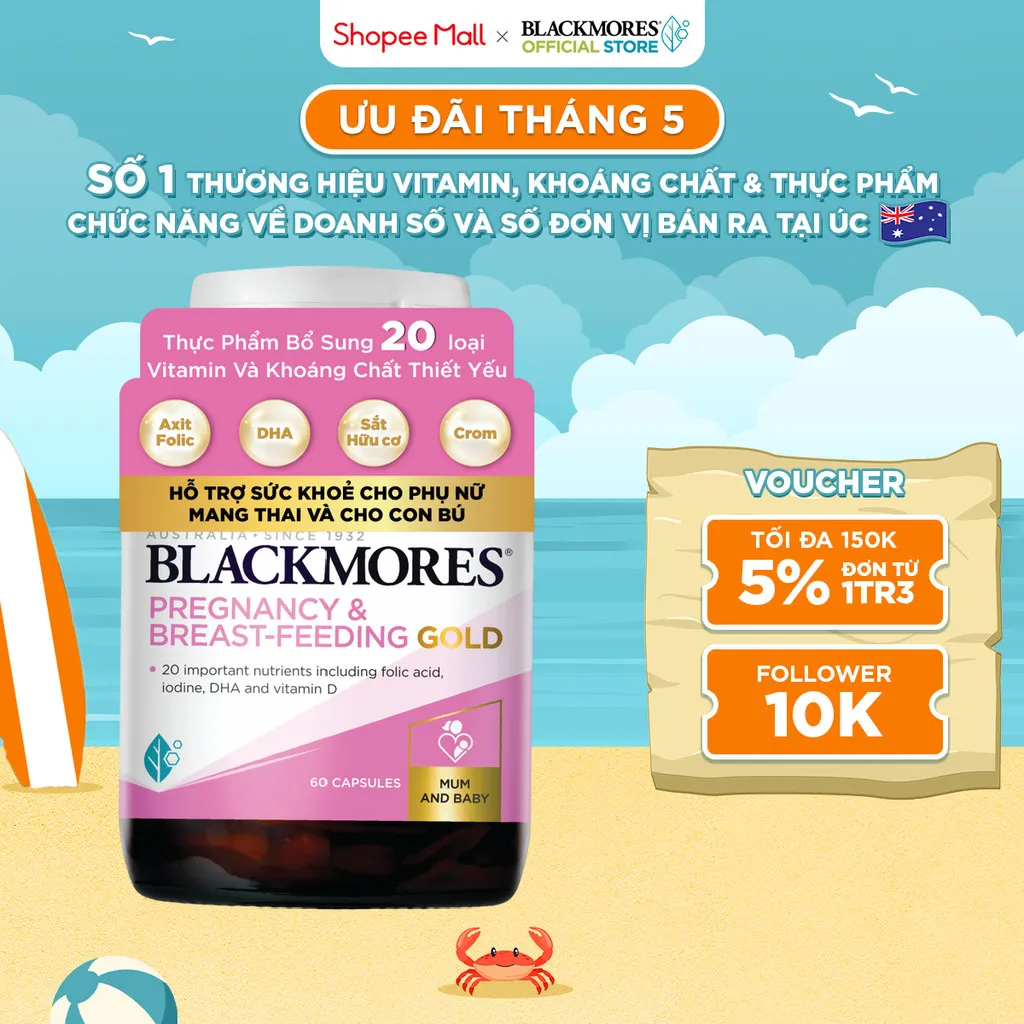 Ảnh Vitamin Tổng Hợp Cho Bà Bầu và Mẹ Cho Con Bú Blackmores Pregnancy & Breast-Feeding Gold Lọ 60 Viên 1