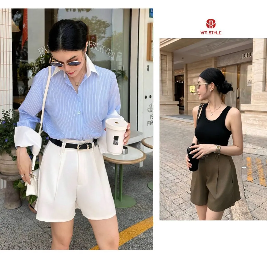 Ảnh VMSTYLE - Quần short nữ ống rộng , Quần đùi trơn phối nút giả trẻ trung STU00046 1