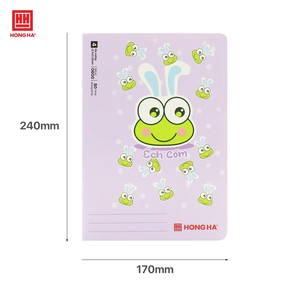 Ảnh Vở 4 ô ly 80 trang School Ếch Cốm Hồng Hà định lượng 100gsm - 0600 1