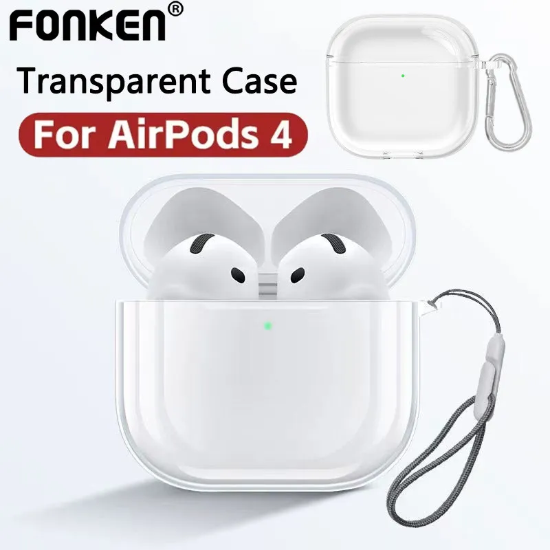 Ảnh Vỏ bảo vệ trong suốt Fonken có vỏ bảo vệ TPU Carabiner cho Airpods 4 (2024) 1