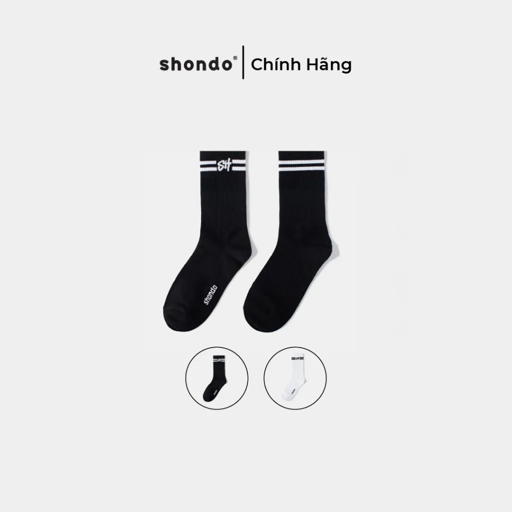 Ảnh Vớ Cổ Cao 2 Sọc Logo SH Thoáng Khí, Siêu Nhẹ Shondo Nhiều Màu 1