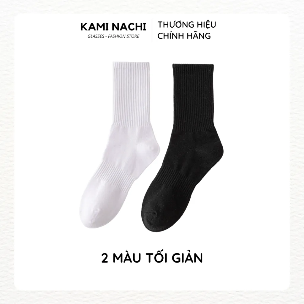 Ảnh Vớ dài ngang bắp chân vải mỏng mềm, thông hơi thoáng khí màu trắng đen - Chính hãng KAMI NACHI 2