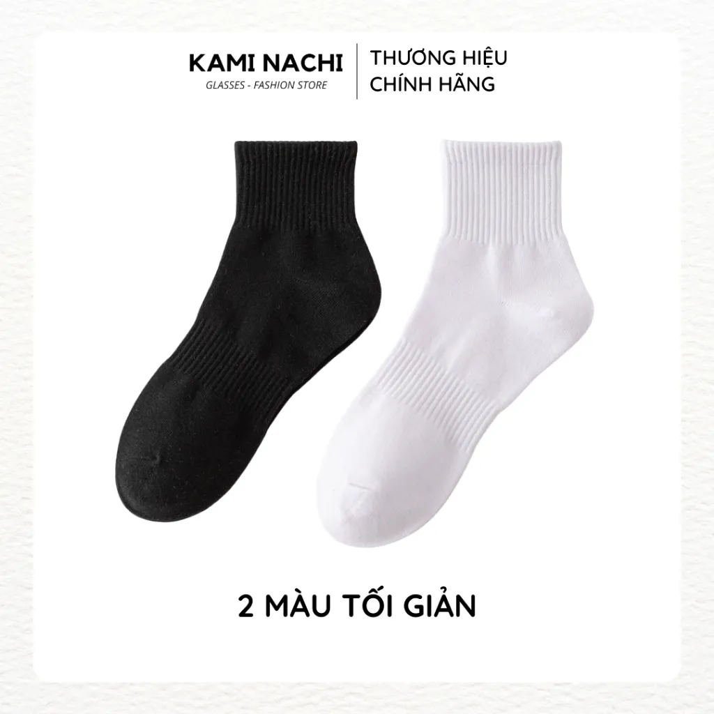 Ảnh Vớ dài trên mắt cá chân vải mỏng mềm, thông hơi thoáng khí màu trắng đen - Chính hãng KAMI NACHI 2